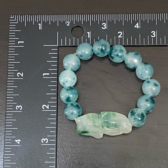 Handmade Pi Xiu Green Chalcedony Beads Natural Gemstone Lucky Bracelet One Size - Picture 6 of 14